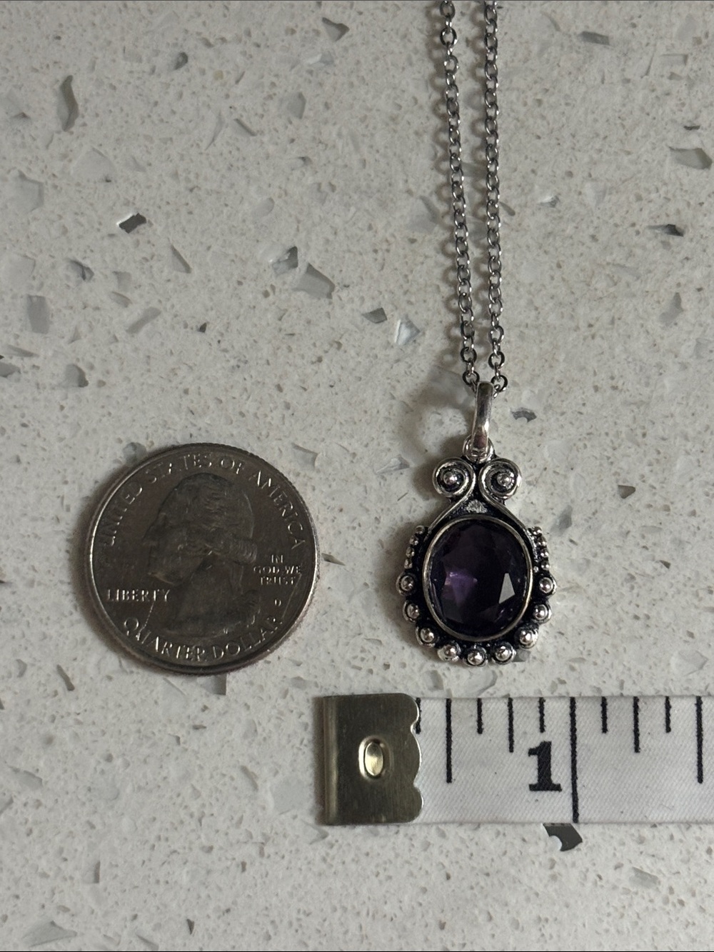 Amethyst Gemstone Pendant Necklace & Earrings Set - Picture 7 of 8